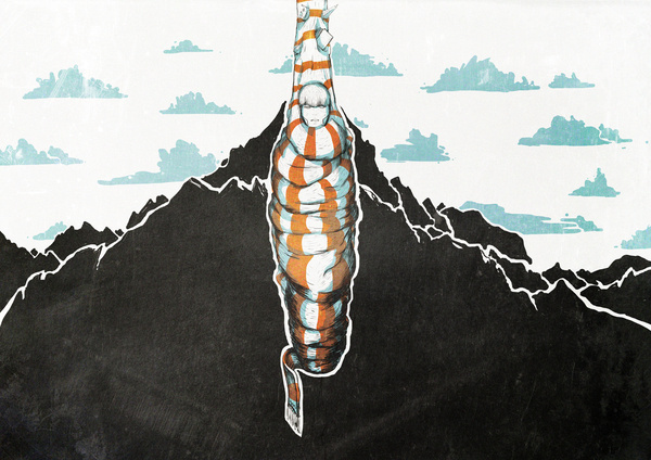 Illustrations on the Behance Network #illustration #hanging #mountains #cocoon