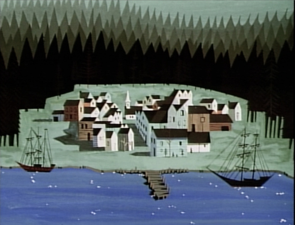 Scene from Disney's Paul Bunyan, styled by Eyvind Earle and Walt Peregoy #illustration #childrens #vintage #books