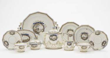 Tea set FOR FOUR PERSONS, 17 PARTS of Nymphenburg, mostly from 1975 to 1997 according to the model by Dominikus Auliczek #porcelain