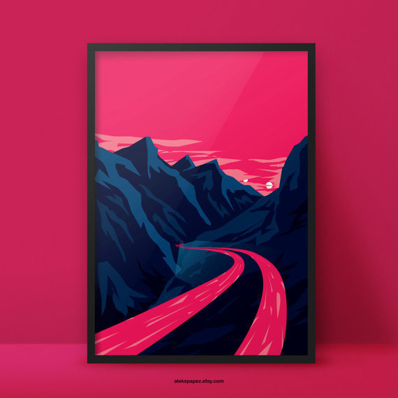 Explorer Drone Fineartprint - In Space? Poster Series by Aleksandar Papez - Buy on Etsy http://etsy.me/1HflX0u #universe #explorer #sun #sky #pink #finartprint #space #colour #mountains #moons #poster #scan #blue #postcard #complementary #planet #drone