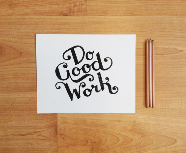 LETTERPRESS TYPOGRAPHY Do Good Work (Black) Handcarved Linocut Print 8x10 #lettering #letterpress #design #typography