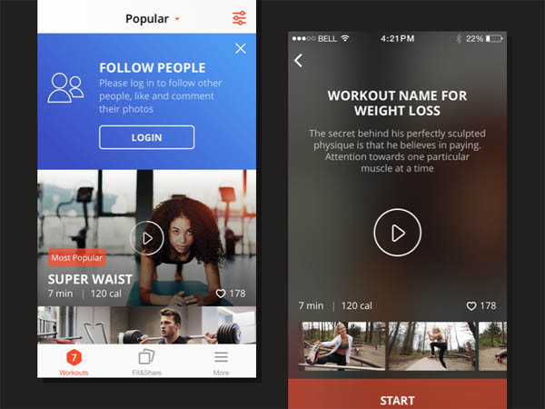 Fitness Mobile App UI