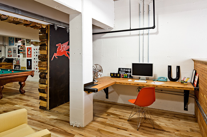 interior, office, creative, agency, desk, wood, chair