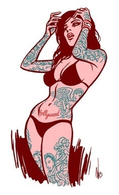 Illustration by Chris Wahl, via Behance #illustration #form #tattoo #girl