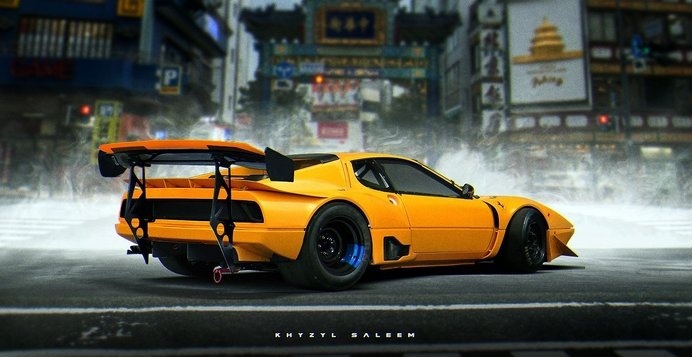 ArtStation - Ferrari 365 GT4, Khyzyl Saleem #ferrari #3d #gt4 #365