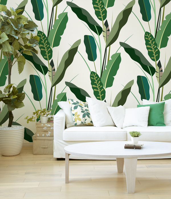 Copacabana Wallpaper 2014 #leaves #leaf #banana #wallpaper #jungle #forest #green #wall #decoration #pattern