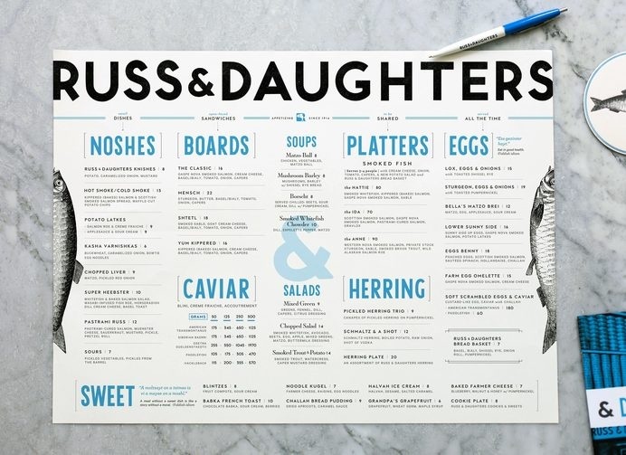 Russ & Daughters Menu #type #blue #branding #restaurant