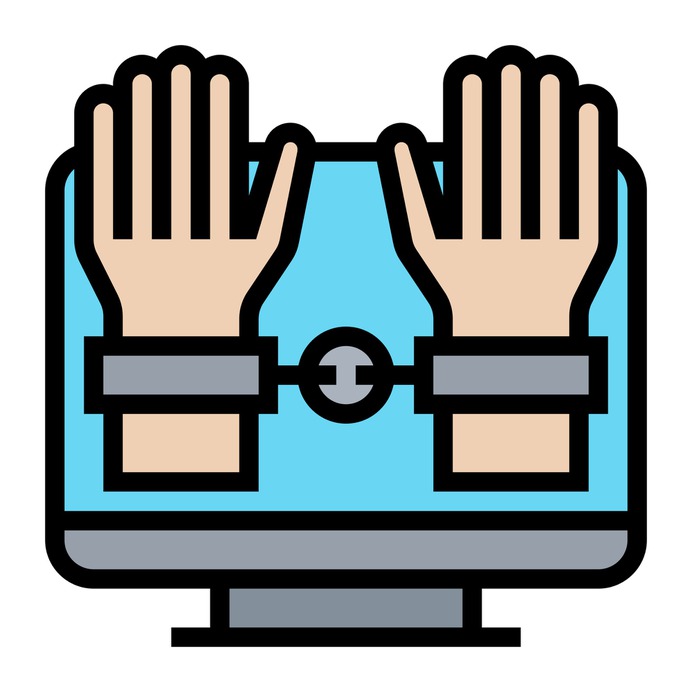 See more icon inspiration related to crime, handcuff, shackle, hands and gestures, electronics, hands, online, screen, technology and computer on Flaticon.