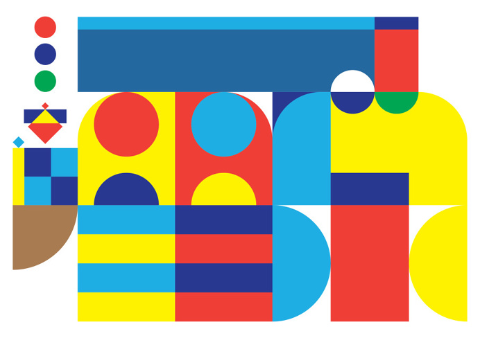 Nod Young, shapes, color, bright, fun