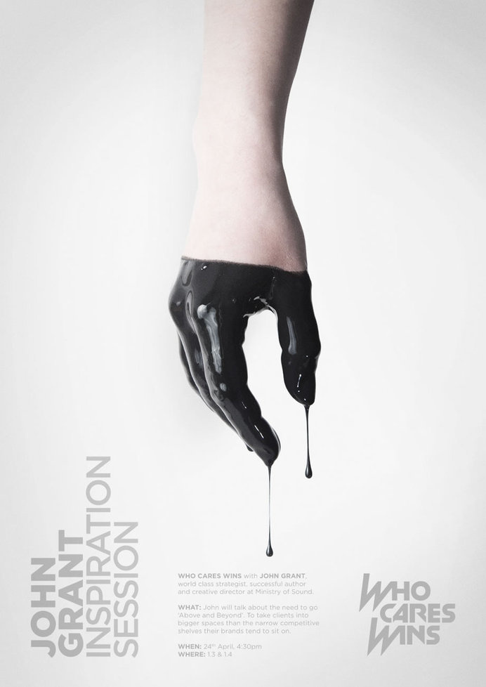 Who Cares Wins :: http://www.estrellatuoreja.co.uk/work/hands/ #design #graphic #hand #black #paint #photography #art #drip