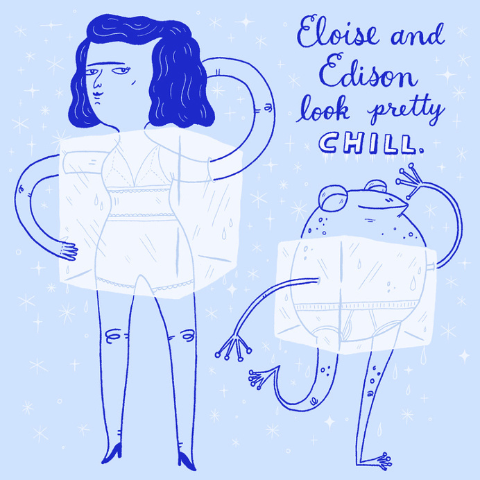 chill, frog, Mary Kate McDevitt, illustration, fun, abstract, person