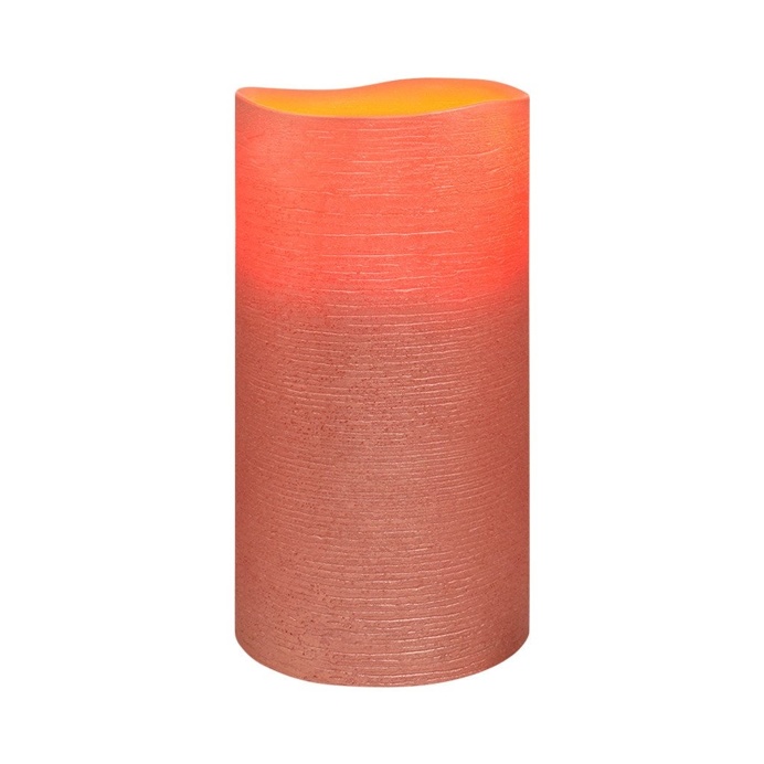 Copper Metallic Distressed Textured Wax LED Flameless Candle, 8 x 15 cm