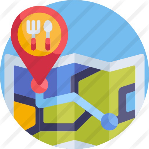 See more icon inspiration related to maps and location, food and restaurant, location pin, cutlery, pin, fork, knife, restaurant, map, location and food on Flaticon.