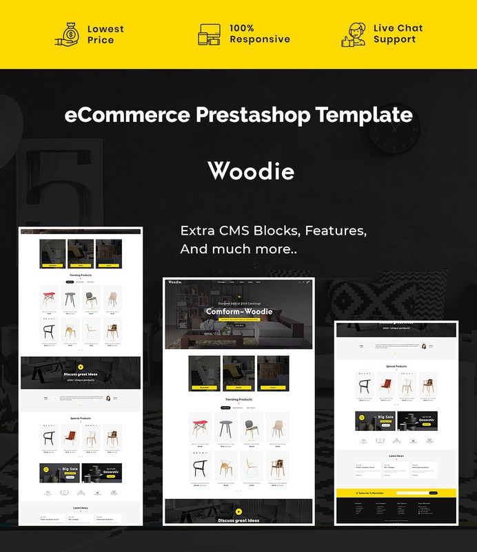 #Woodie - #Furniture & #Crafts - #Prestashop #Responsive #Theme | #TemplateTrip #eCommerce #Website #Design #Template