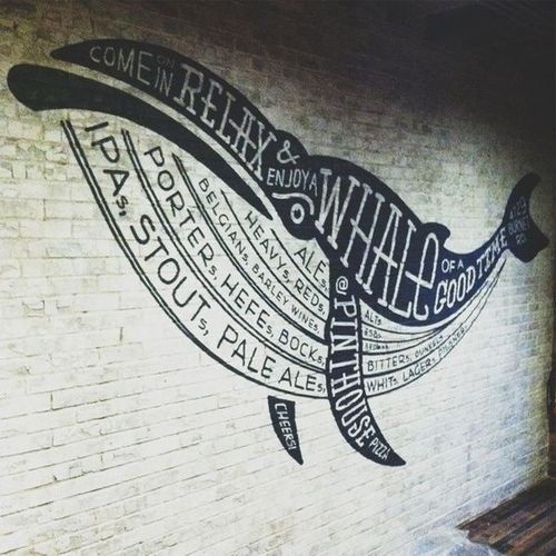 typeverything.com Â Ale Whale at Pinthouse Pizza byÂ JoeÂ SwecÂ SignÂ Painting. #whale #mural