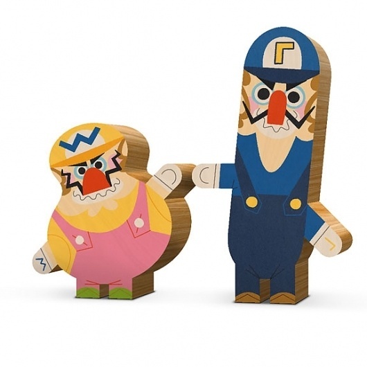 Andrew Kolb Immortalizes Pop Culture Duos With Wooden Figures [Art] - ComicsAlliance | Comic book culture, news, humor, commentary, and revi #waluigi #wood #illustration #figurine #koklb #wario #andrew