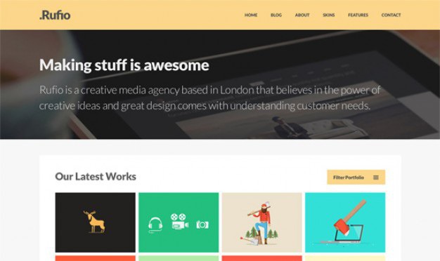 Rufio homepage psd Free Psd. See more inspiration related to Template, Portfolio, Psd, Homepage, Horizontal, Html5 and Multipurpose on Freepik.