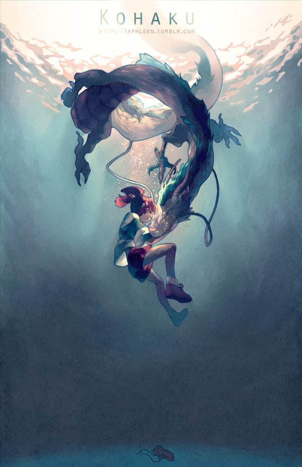 Kohaku by ~Yaphleen on deviantART #spirited #ghibli #illustration #painting #spirit #away #underwater