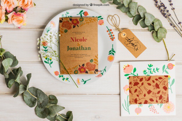 Stationery cardboard wedding set Free Psd. See more inspiration related to Flower, Wedding, Mockup, Wedding invitation, Floral, Invitation, Cover, Card, Love, Template, Paper, Wedding card, Invitation card, Cute, Letter, Roses, Stationery, Elegant, Mock up, Save the date, Plate, Date, Marriage, Romantic, Engagement, Botanical, Beautiful, Up, Cardboard, Save, Flower card, Petals, Set and Mock on Freepik.