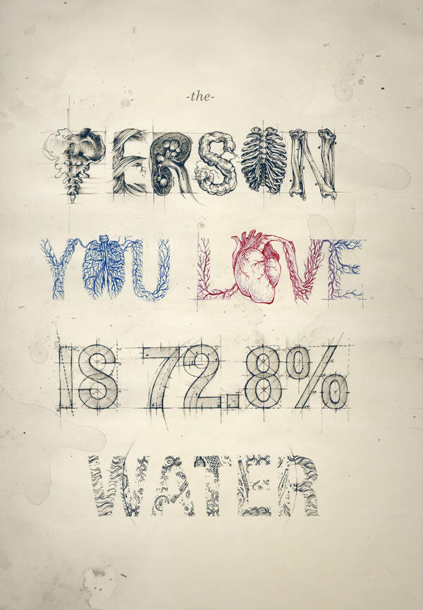 the person you love is 72.8% water on the Student Show #print #illustration #drawn #hand #humor