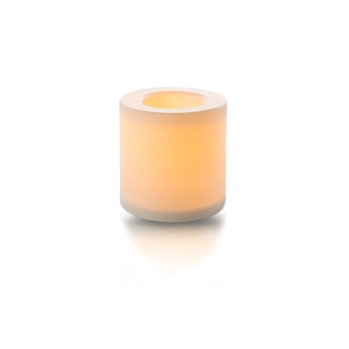 White Round Resin LED Flameless All Weather Outdoor Pillar Candle 15cm x 15cm