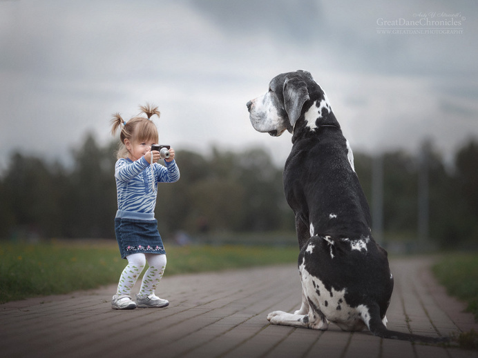 Little Kids And Their Big Dogs by Andy Seliverstoff