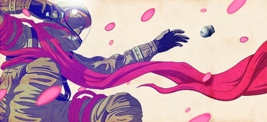 SEND HELP: SOS SAKURA on the Behance Network #illustration #red #spaceman