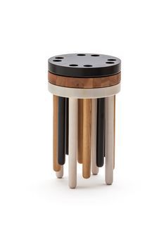 Make curved or flat back pieces with 2 pegs to fit in holes that are already in stools!
