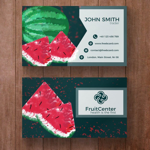 Business card with watermelone Free Psd. See more inspiration related to Logo, Business card, Mockup, Business, Abstract, Card, Template, Office, Visiting card, Presentation, Stationery, Corporate, Mock up, Company, Modern, Branding, Visit card, Identity and Brand on Freepik.