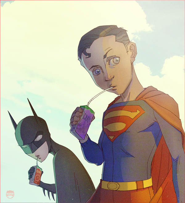 A little Juice b4 Justice by CoranKizerStone on deviantART #superhero #batman #superboy #kids #batboy #superman
