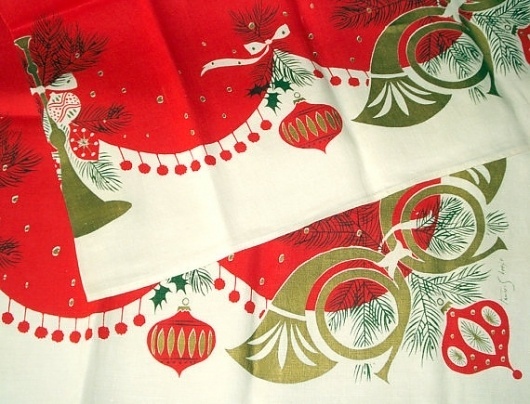 Vintage Tammis Keefe Christmas Tablecloth MCM by vintagedame #christmas #mid #vintage #century