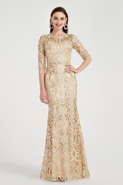 eDressit Gold Embroidery Lace Half Sleeves Party Ball Gown (02203424)