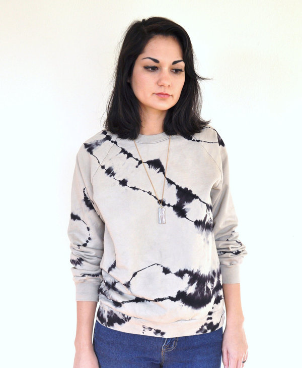 Hand Dyed Striped Sweater Black and Taupe River Rock Pattern #dye
