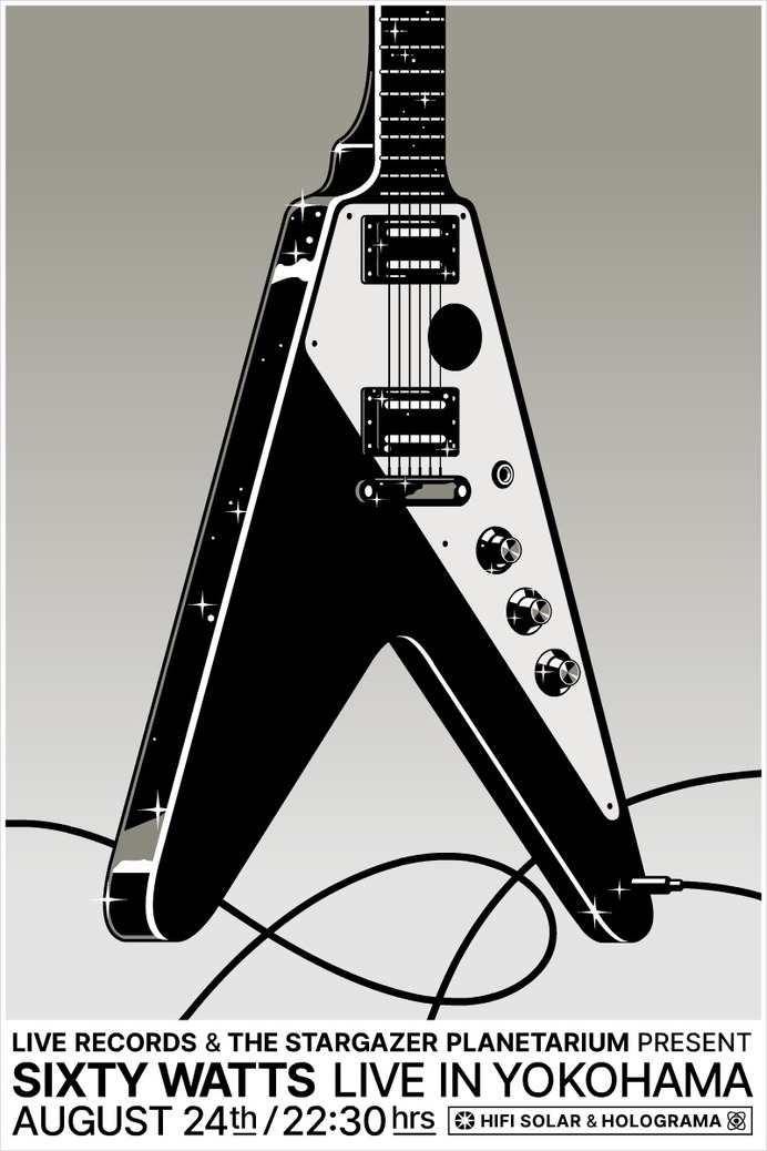 Gianmarco Magnani - Sixty Watts - Live In Yokohama - Poster #gianmarcomagnani #illustration #poster #posterdesign #prints #typography #typeposter #typographicposters #minimal #flat #design #graphicdesign #art #black #retro #future #futurism #vector #sixtywatts #scifi #sciencefiction #science #fictions #concertposter #musicposter #planetarium #fromouterspace #music #hifi #hifiaudio #hifisound #hifisystem #audiophile #stereo #scifiart #space