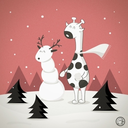 Lonelypeopleart :: Illustration • One day I want to build a snowman on my own…… ... #giraffe #illustration #animals #xmas #lonelypeopleart