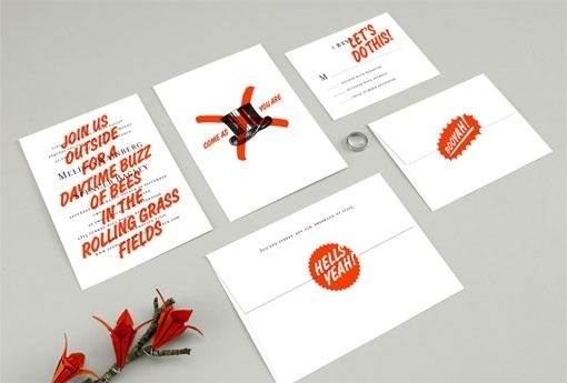 Design Work Life » An Aparment One Wedding #suite #orange #invitations #graphics #wedding #typography
