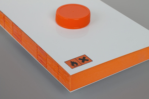 Me arrepiento del mañana on Behance #binding #bottle #packaging #orange #book #corrosive #toxic #editorial