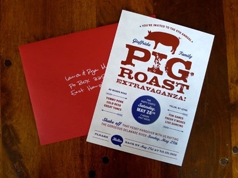 FFFFOUND! | design work life » Lindsay Giuffrida: Pig Roast Invitations #design #graphic