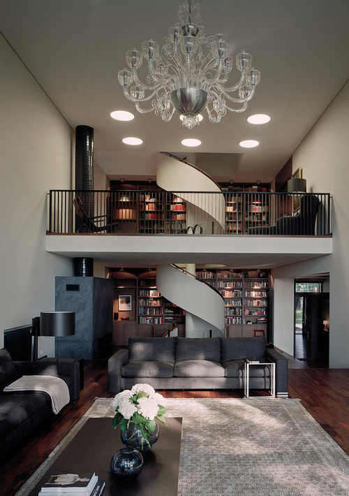 CJWHO ™ (House with a spiral staircase by Tsimailo...) #staircase #spiral #interiors #wood #library #moscow #russia #luxury