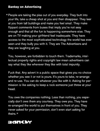 banksy-on-advertising.jpg (585×765) #banksy #poster #typography