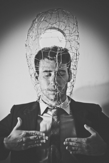 Confined by ~Trosious on deviantART #frame #white #black #portrait #wire #confined