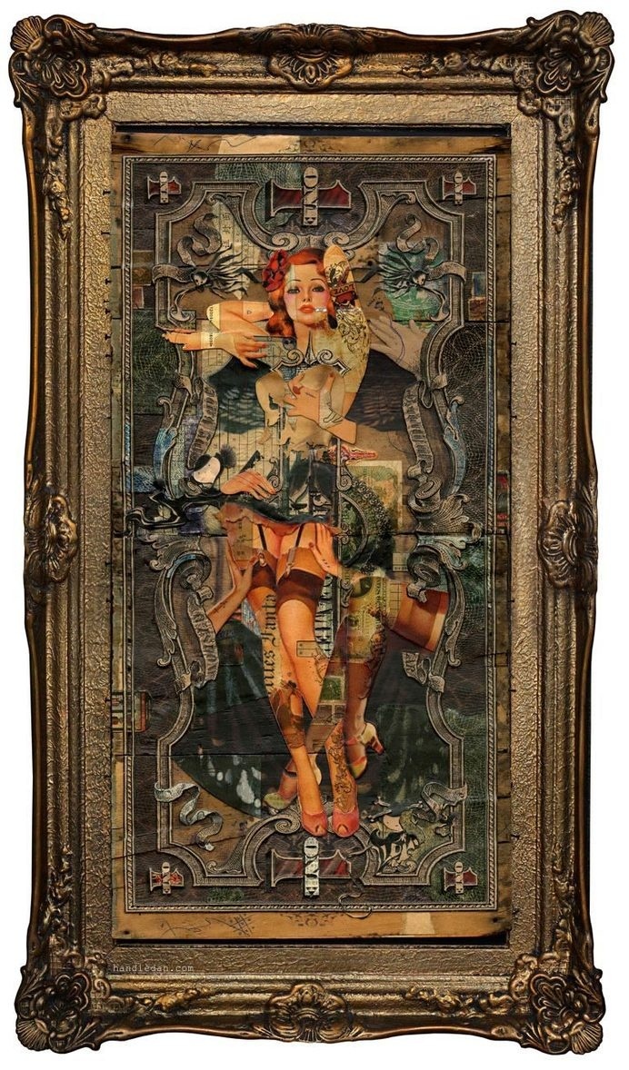 Handiedan #collage #money #pinup #ornate #frame