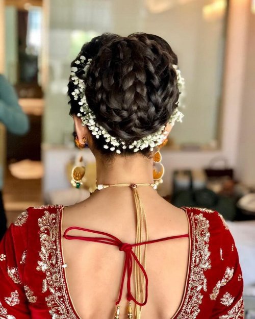 The Elegant Three Braid Hair Bun With Gajra