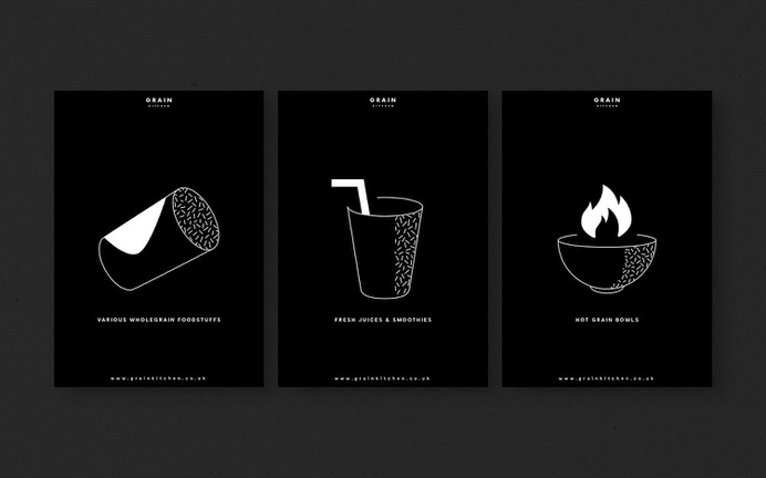 Grain Kitchen - Mindsparkle Mag Filip Pomykalo designed the Brand identity for Grain Kitchen, a small, independently-run casual restaurant in London with a focus on whole grains; their global-inspired menu comprises vibrant and healthful offerings, presented in the form of 'grain bowls'. #logo #packaging #identity #branding #design #color #photography #graphic #design #gallery #blog #project #mindsparkle #mag #beautiful #portfolio #designer