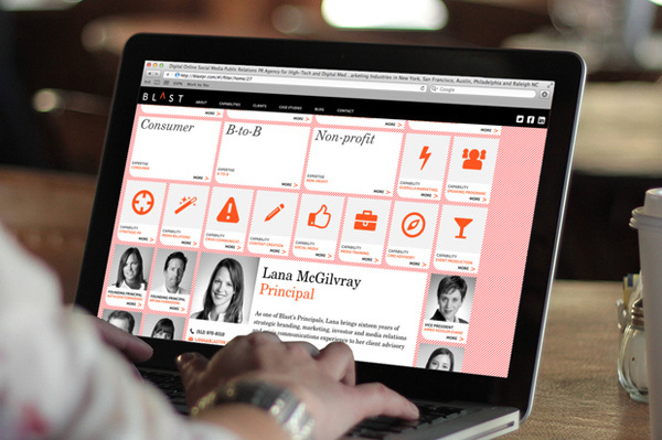 The new website and identity for Blast, created by DJ Stout as a wedding gift for his wife, Lana McGilvray, a partner in the firm. #web