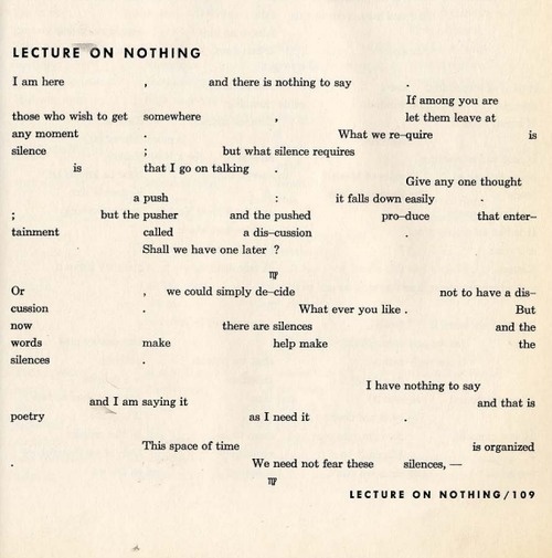 Lecture on nothing :: John Cage #lecture #cage #john #typography