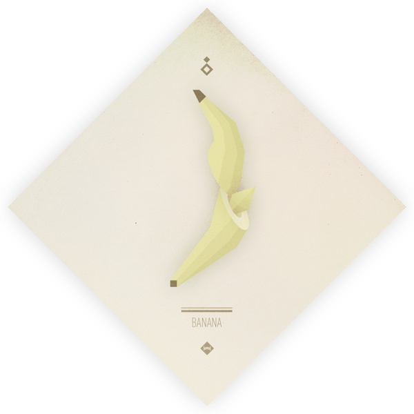 Digital Fruits - Banana #vector #banana #print #fruit #digital #illustration #poster #paper
