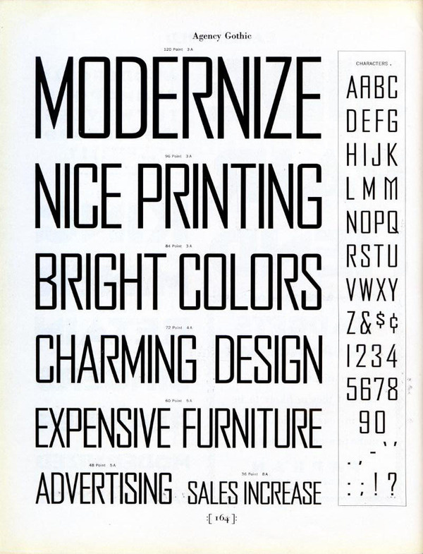 Agency Gothic type specimen #type #specimen #benton
