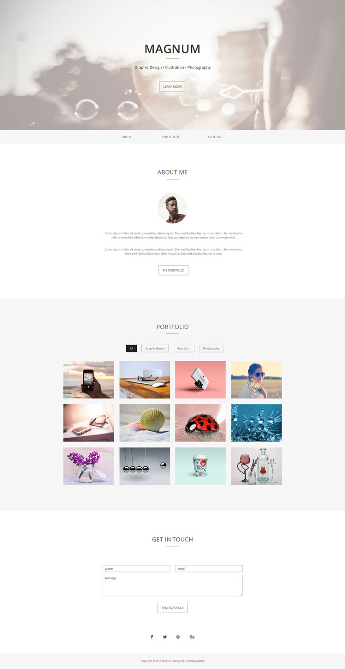 Magnum - Free Personal Portfolio Template #template #responsive #portfolio #html #bootstrap #minimalist #onepage