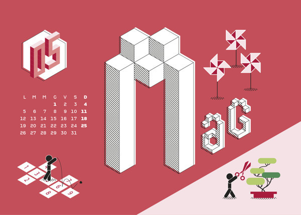 Calendario Algoritmo 2014 on Behance #year #month #calendar #months #calendar2014 #illustration #autumn #2014 #summer #spring #winter